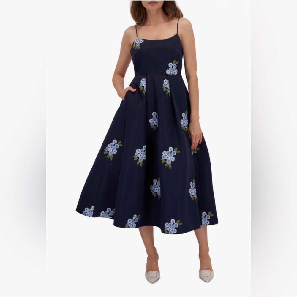 Sachin & Babi Pleated Embroidered Midi Dress size 10